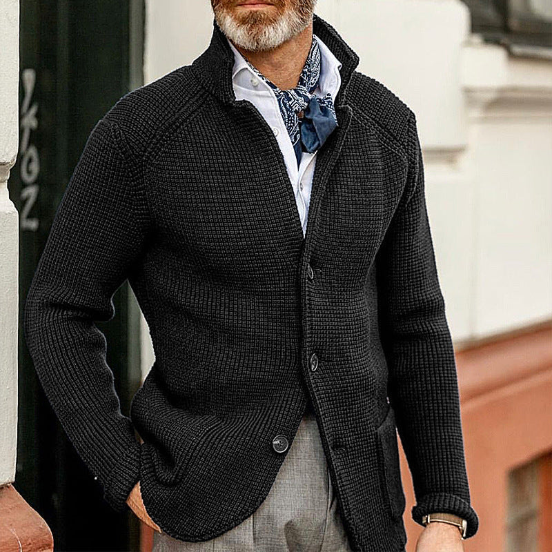Marco – Męski  bawełna kardigan zapinany na guziki elegancki sweter