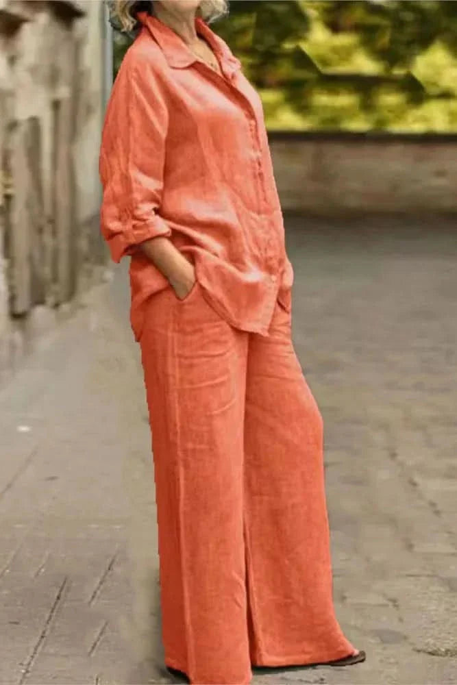 Two-Piece Set Women's Relaxed Fit with Wide-Leg Pants - Image 1