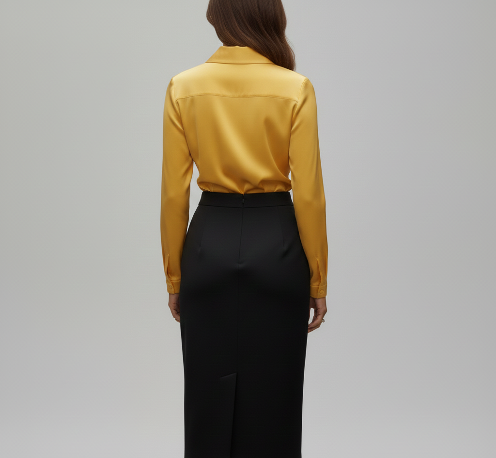 Sarah – Elegant satin blouse with soft collar for Women - Image 3
