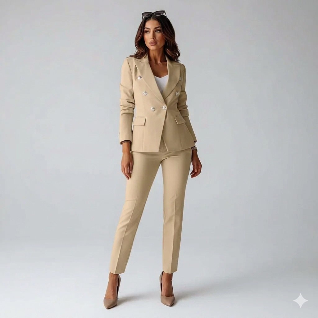 Laura – Elegancki damski garnitur z dopasowaną marynarką