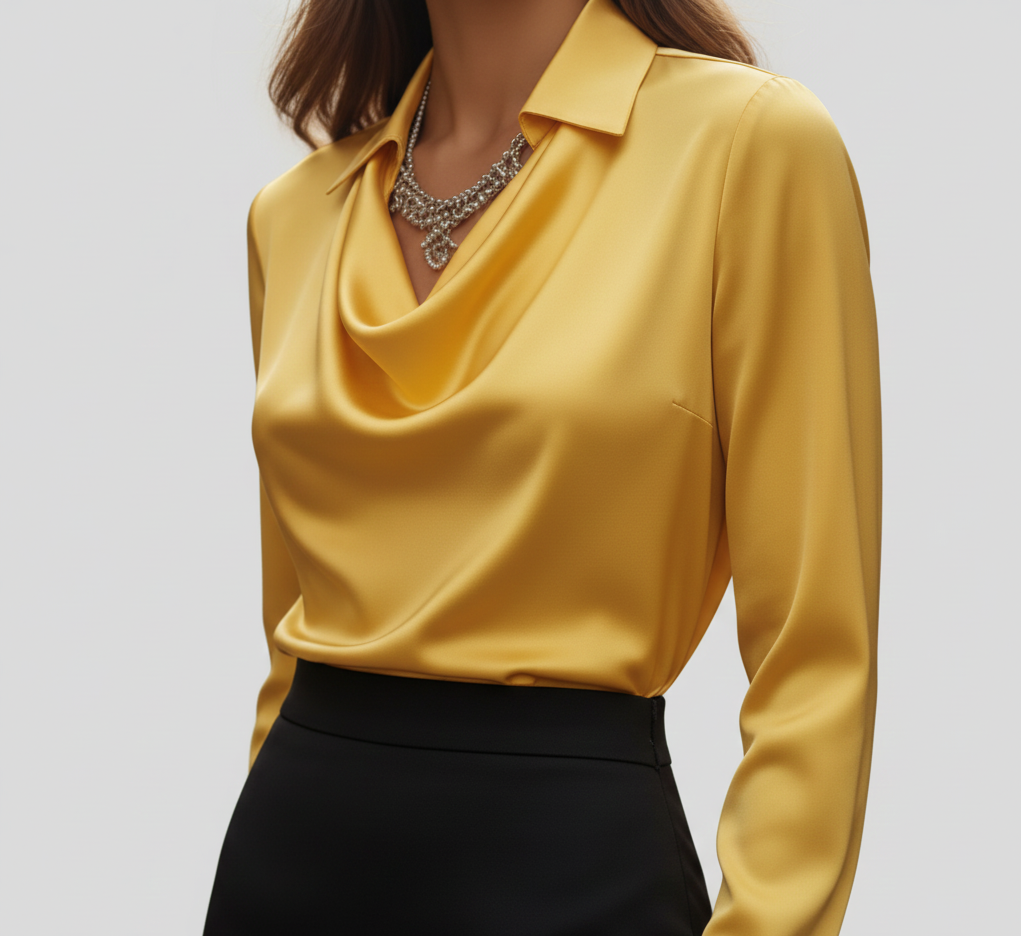 Sarah – Elegant satin blouse with soft collar for Women - Image 4