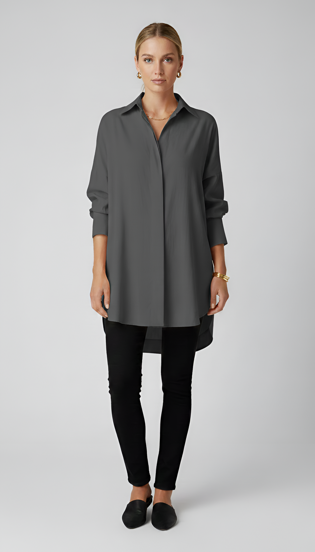 Lisa – Elegant oversized cotton shirt with classic collar for Women - Image 6