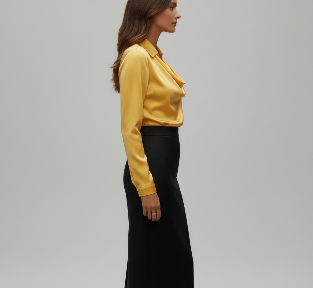 Sarah – Elegant satin blouse with soft collar for Women - Image 2