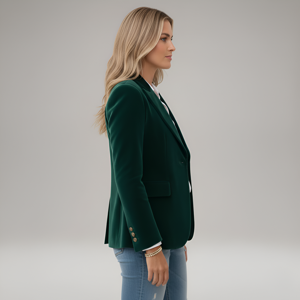 Sienna – Elegant One-Button Velvet Blazer for Women - Image 2