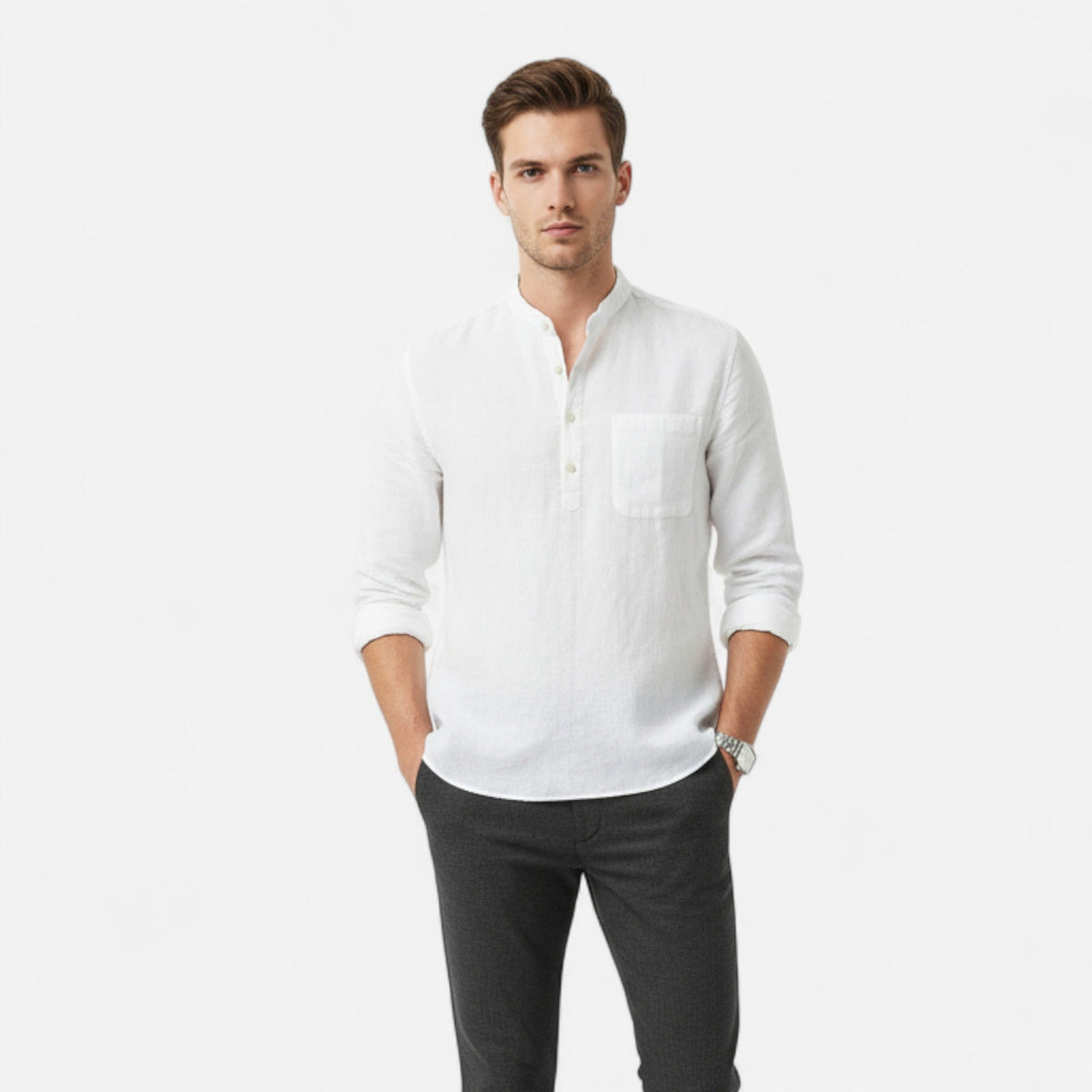 Louis – Long Sleeve Square Collar Shirt - Image 1