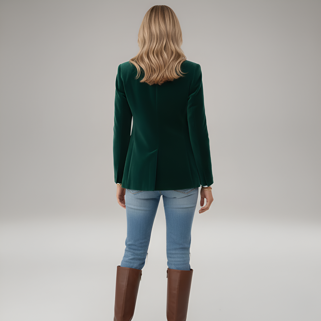 Sienna – Elegant One-Button Velvet Blazer for Women - Image 3