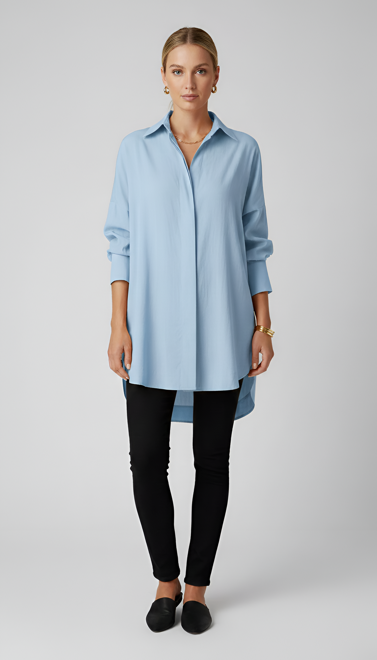Lisa – Elegant oversized cotton shirt with classic collar for Women - Image 8