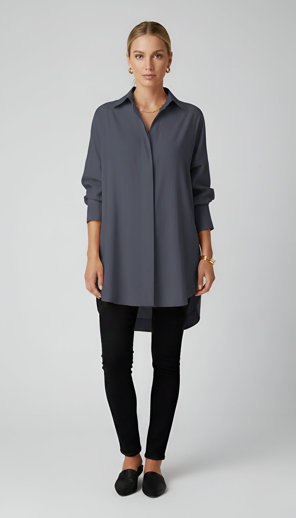 Lisa – Elegant oversized cotton shirt with classic collar for Women - Image 9