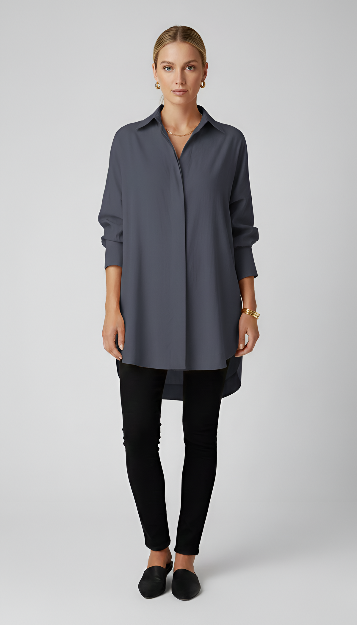 Lisa – Elegant oversized cotton shirt with classic collar for Women - Image 9