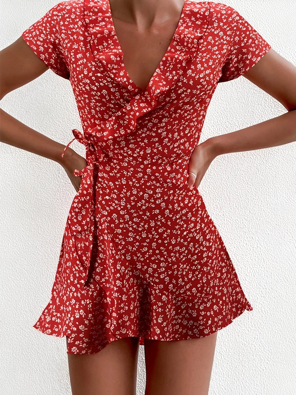 Ronja – V-neck Ruffled Wrap  Dress - Image 1