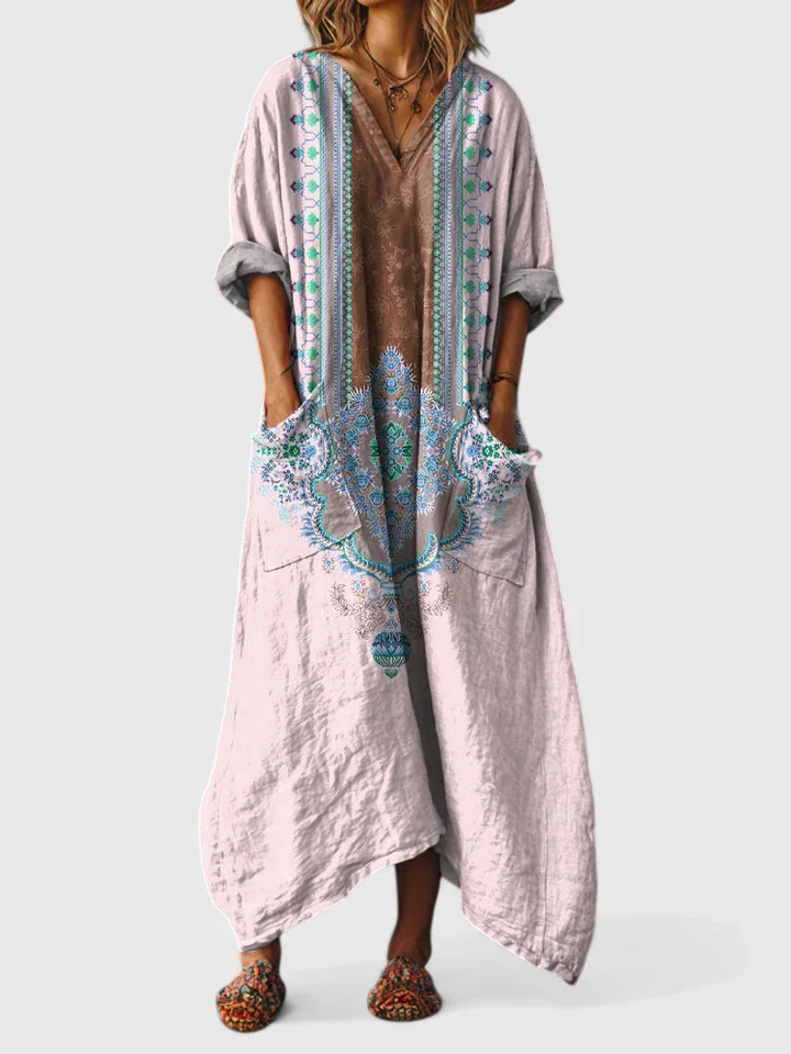Anja – Boho Print Front Pocket Dress - Image 3