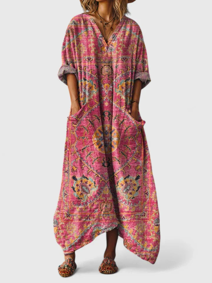 Anja – Boho Print Front Pocket Dress - Image 4