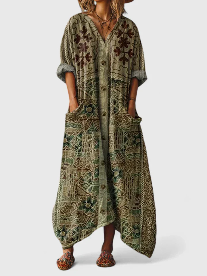 Anja – Boho Print Front Pocket Dress - Image 5