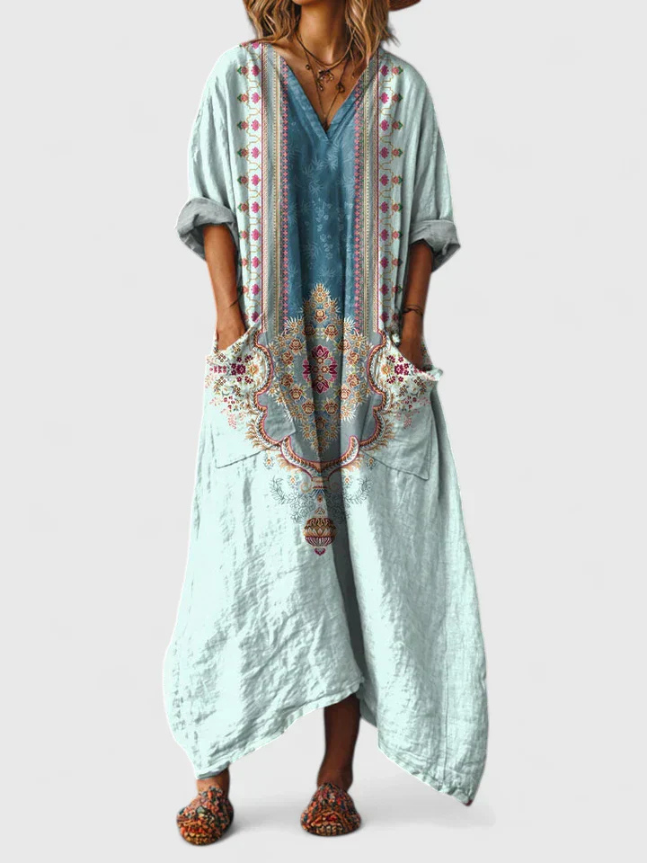 Anja – Boho Print Front Pocket Dress - Image 6