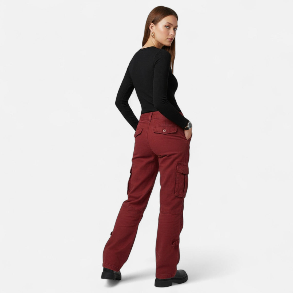 Cargo Pants Women's Relaxed Fit with Pockets - Image 3