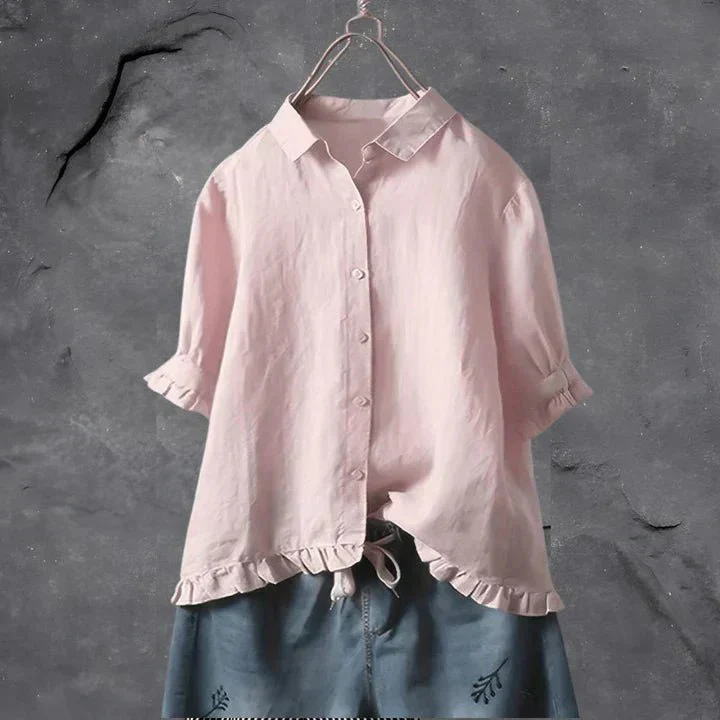 Nora – Ruffle-Trim Button-Down Blouse - Image 3