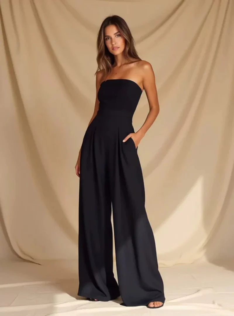 Lisa – Elegant Strapless Wide-Leg Jumpsuit - Image 1