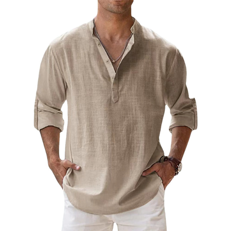 Walter – Short Button-Down Henley Shirt - Image 1