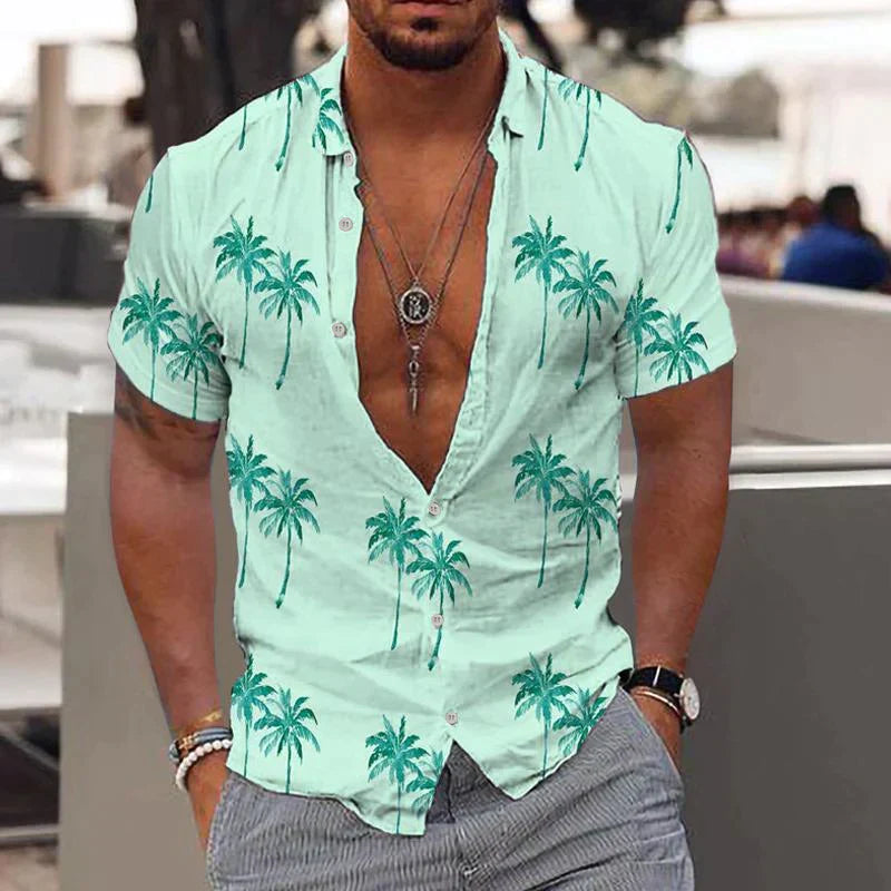 Matteo – Tropical Palm Print Shirt - Image 2