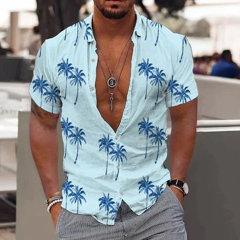 Matteo – Tropical Palm Print Shirt - Image 5