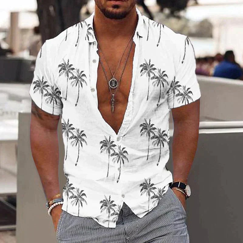 Matteo – Tropical Palm Print Shirt - Image 3
