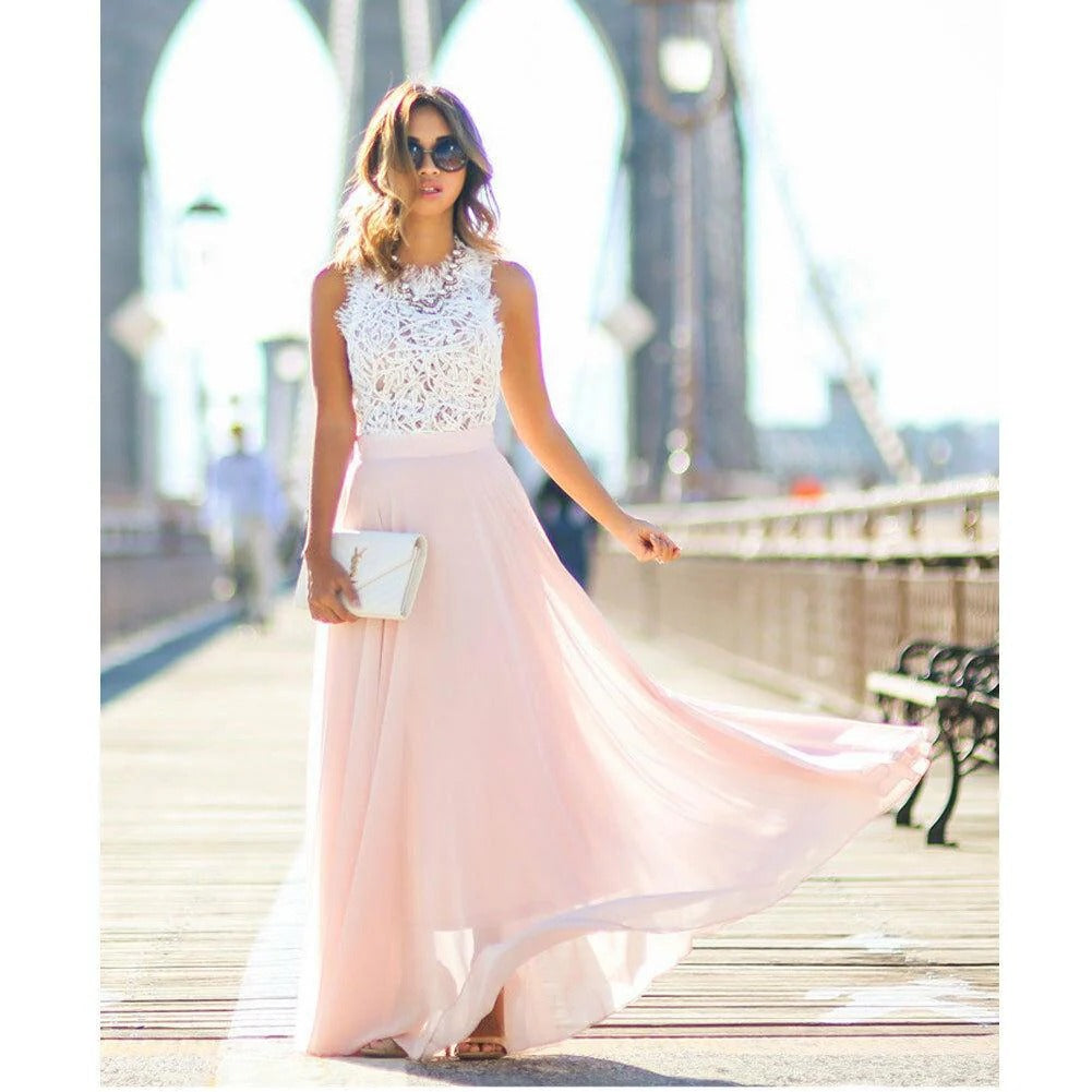 Leni – Elegant  Lace Bodice Maxi Dress for Women - Image 1