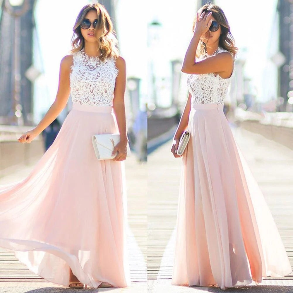 Leni – Elegant  Lace Bodice Maxi Dress for Women - Image 4