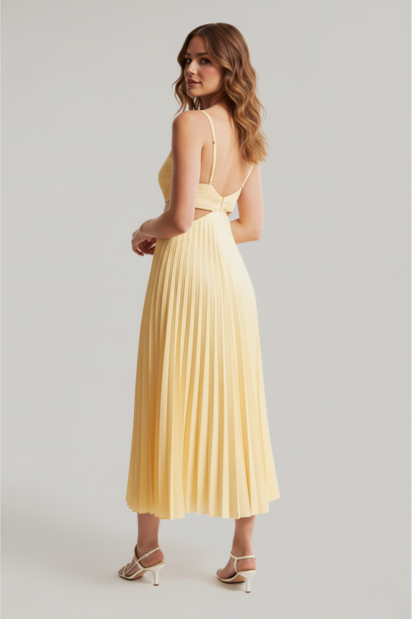 Nadine – Elegant Pleated Wedding Guest Midi Dress for Women - Image 2