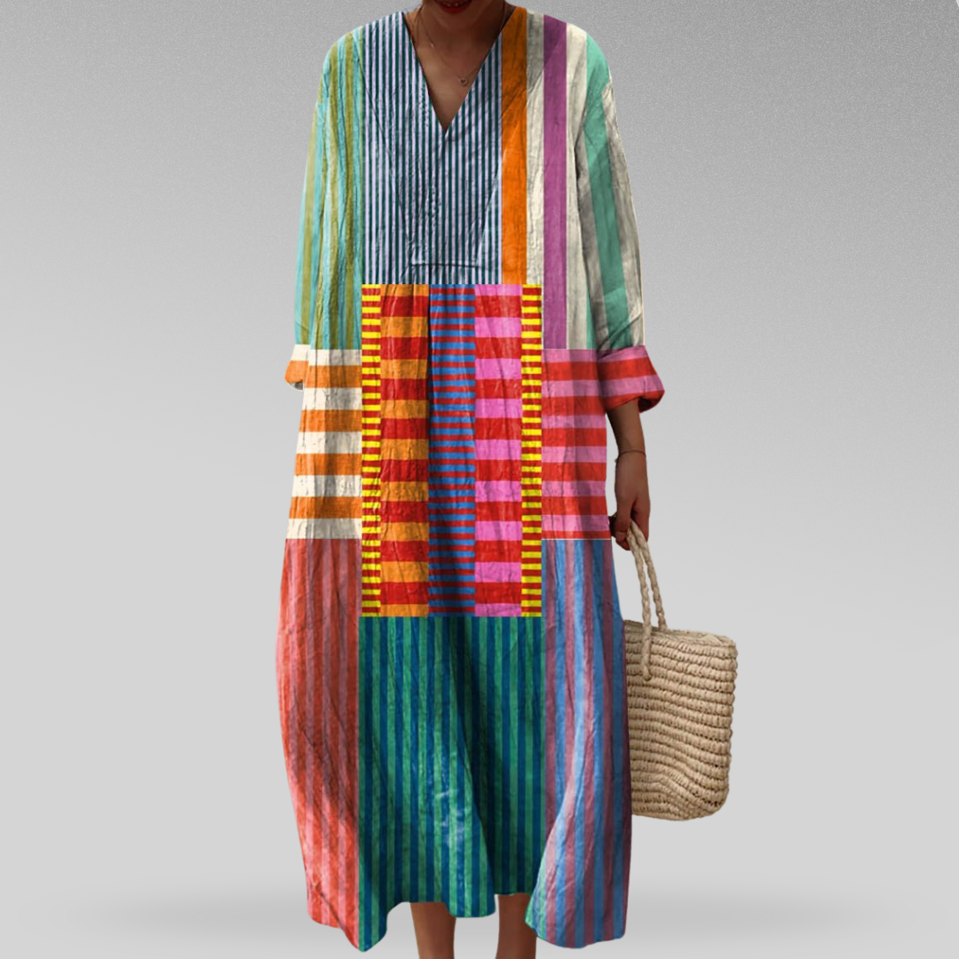 Celeste – Colorblock Stripe Oversized Dress - Image 1