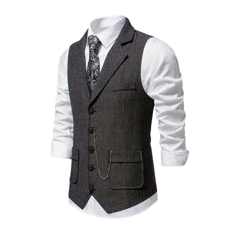Felix – Stylish Herringbone Waistcoat Vest - Image 5