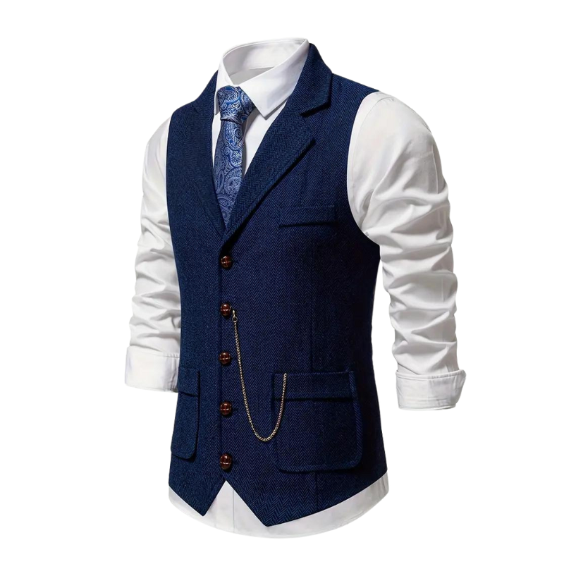 Felix – Stylish Herringbone Waistcoat Vest - Image 6