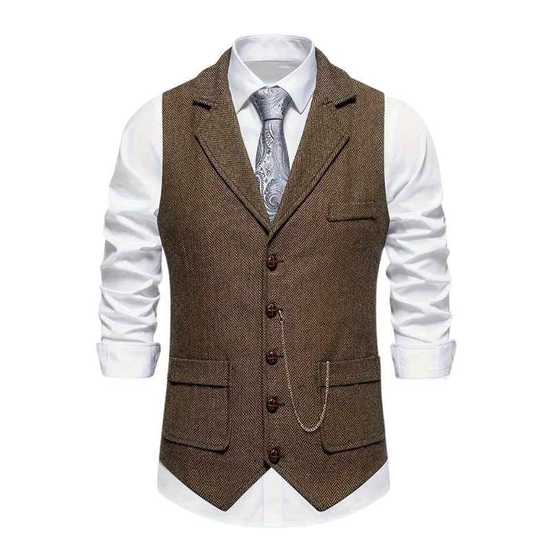 Felix – Stylish Herringbone Waistcoat Vest - Image 1