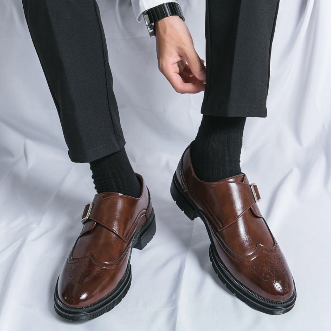 Leon – Wingtip Monk Strap Brogue Shoes - Image 6