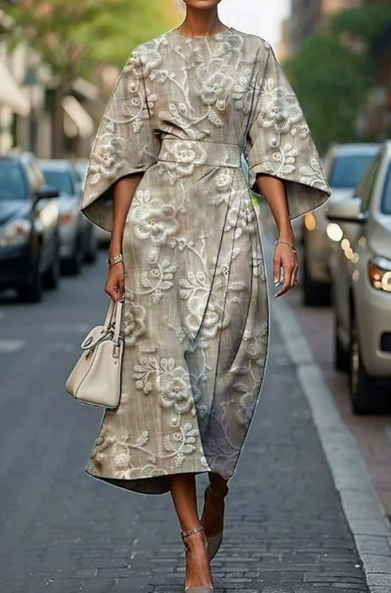 Grace – Elegant Kimono Sleeve Belted Dress - Image 1
