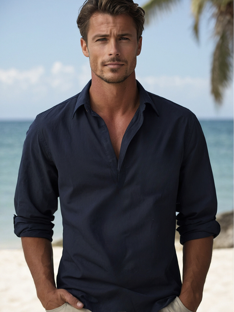Rainer – Long sleeves Beach Shirt - Image 1