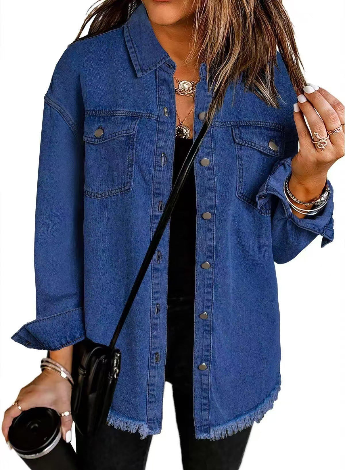 Martyna – Damska Jeansowa Koszula Oversize z Guzikami