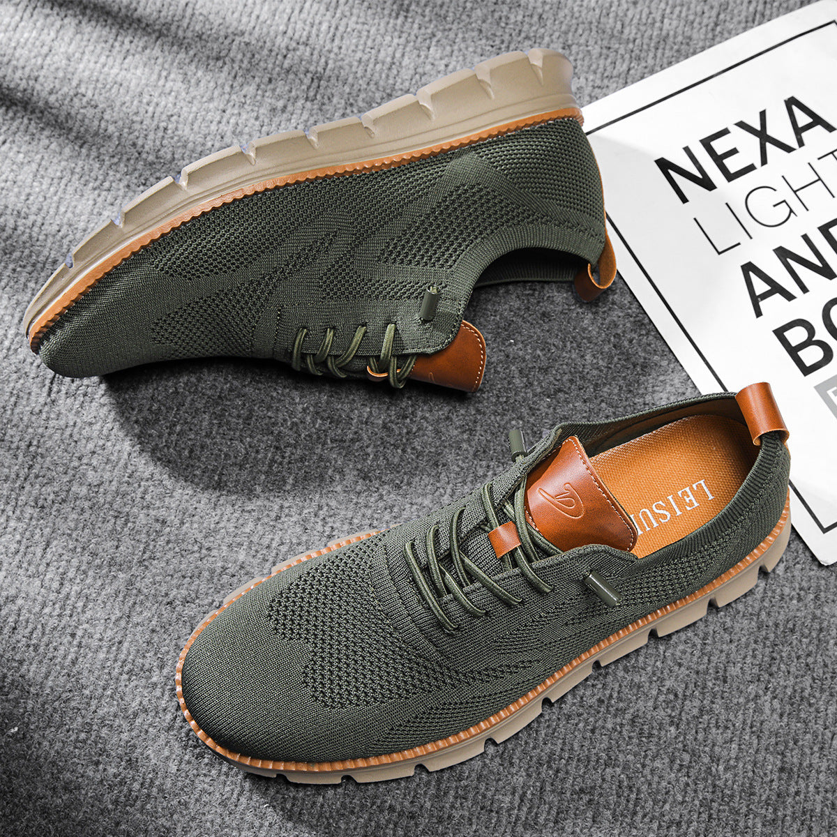 Dawid – Męskie Buty Casual z Dzianiny i Skórzanymi Detalami