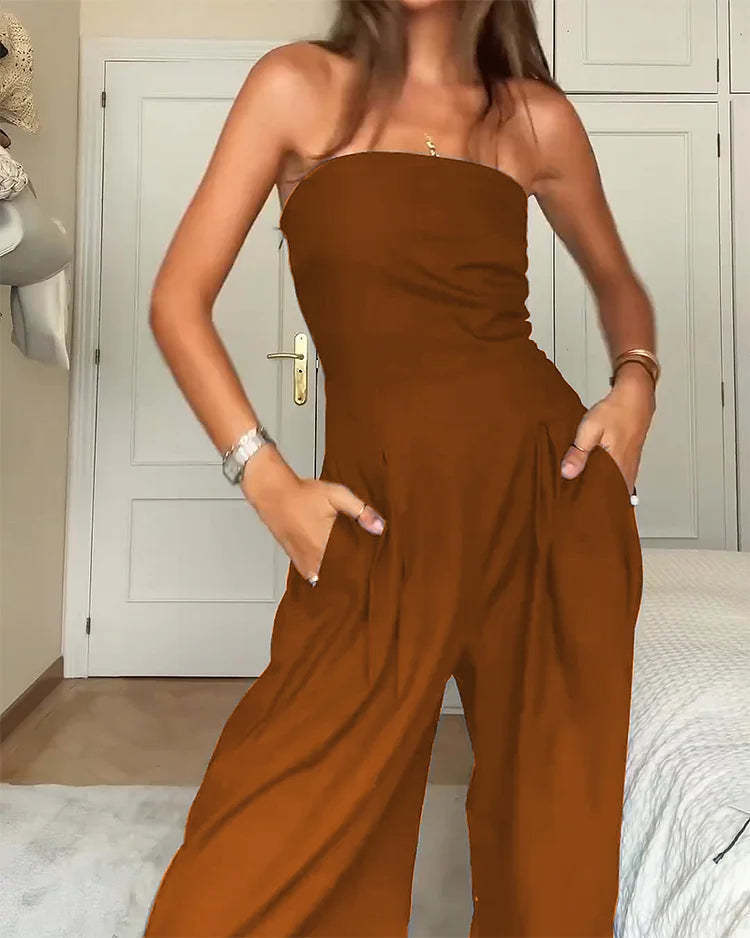 Lisa – Elegant Strapless Wide-Leg Jumpsuit - Image 7