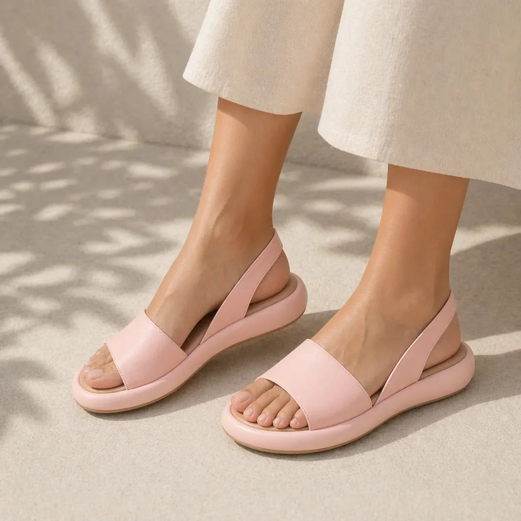 Block Heel Sandals Women's Soft Leather-Look Upper with Open Toe - Image 24
