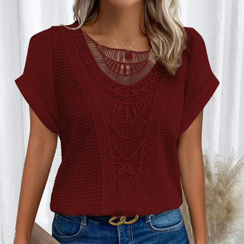 Lace Detail Blouse Women – Soft Textured Fabric with Relaxed Fit - Image 7