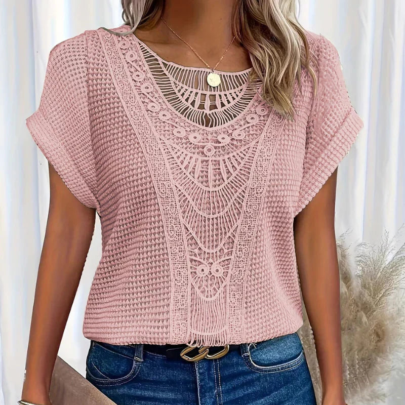 Lace Detail Blouse Women – Soft Textured Fabric with Relaxed Fit - Image 3