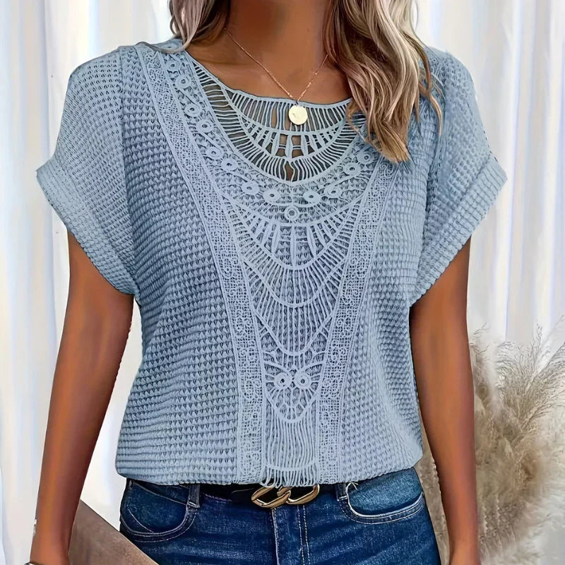 Lace Detail Blouse Women – Soft Textured Fabric with Relaxed Fit - Image 2