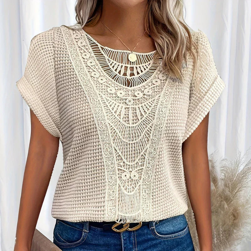Lace Detail Blouse Women – Soft Textured Fabric with Relaxed Fit - Image 1