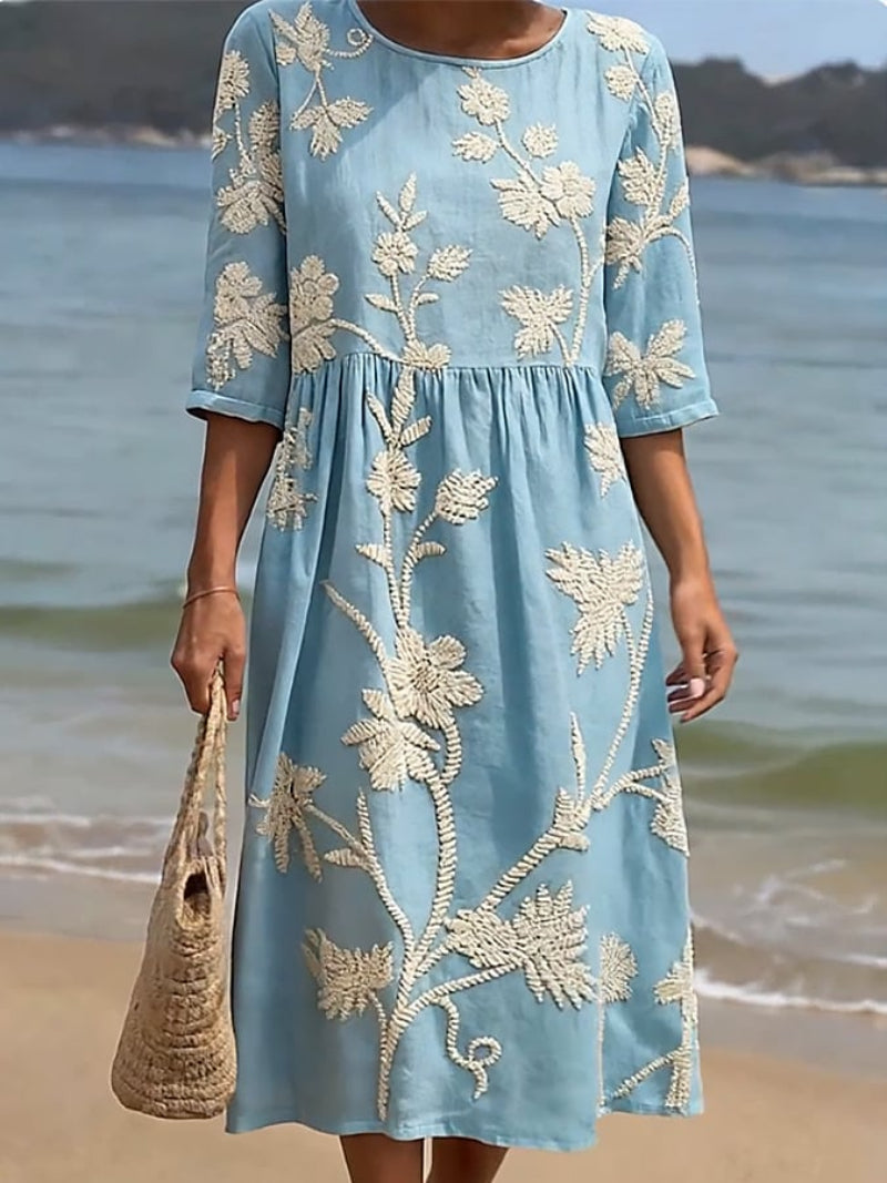 Sophia – Floral Round Neck Dress - Image 2