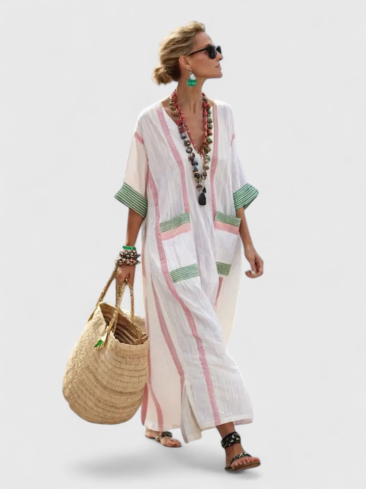 Celeste – V-neck Five Quarter Sleeve Dress - Image 1