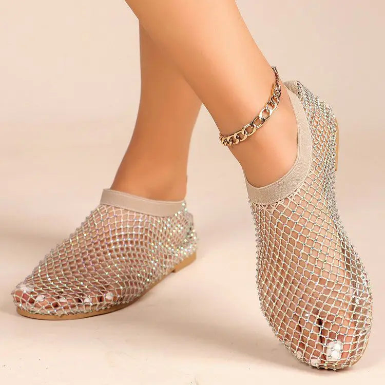Ballet Flats Women's Mesh Upper with Rhinestone Detail - Image 9