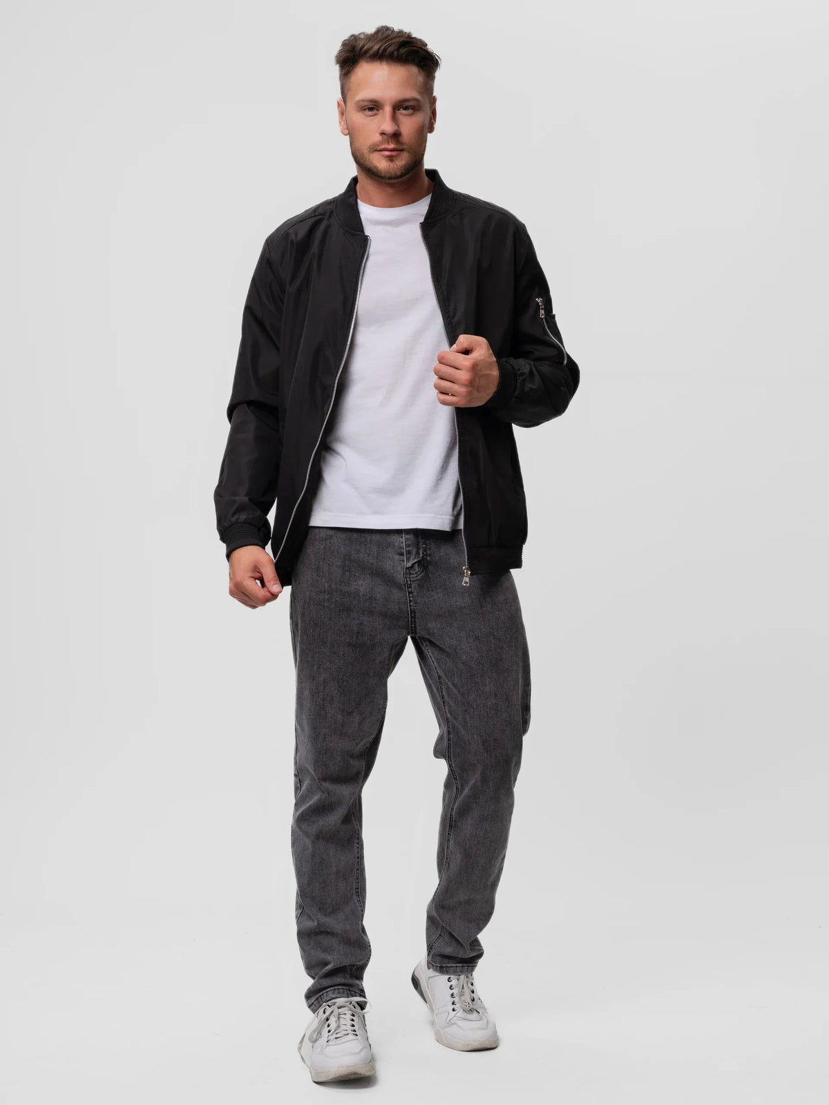 Męska kurtka typu bomber o kroju slim fit z zamkiem błyskawicznym - J&B; - 6 - Livia-Moda