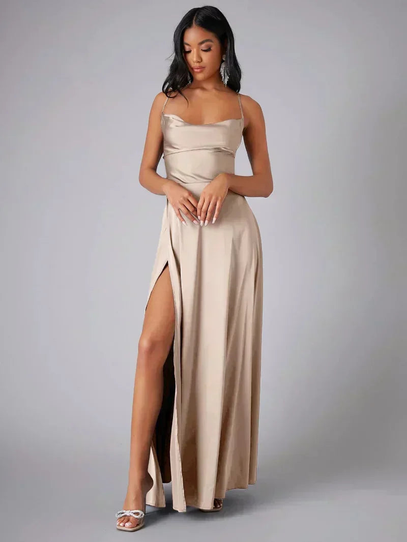 Sabine – Cowl Neck with Side Slit Dress - Image 1