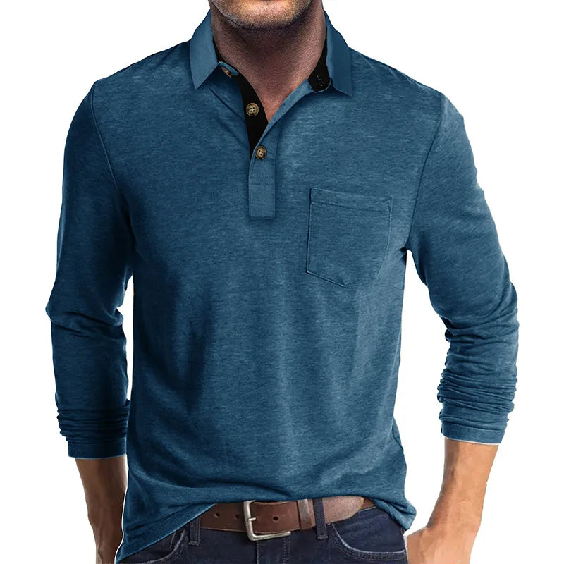 Kevin – Stylish Long Sleeve Polo Shirt - Image 5