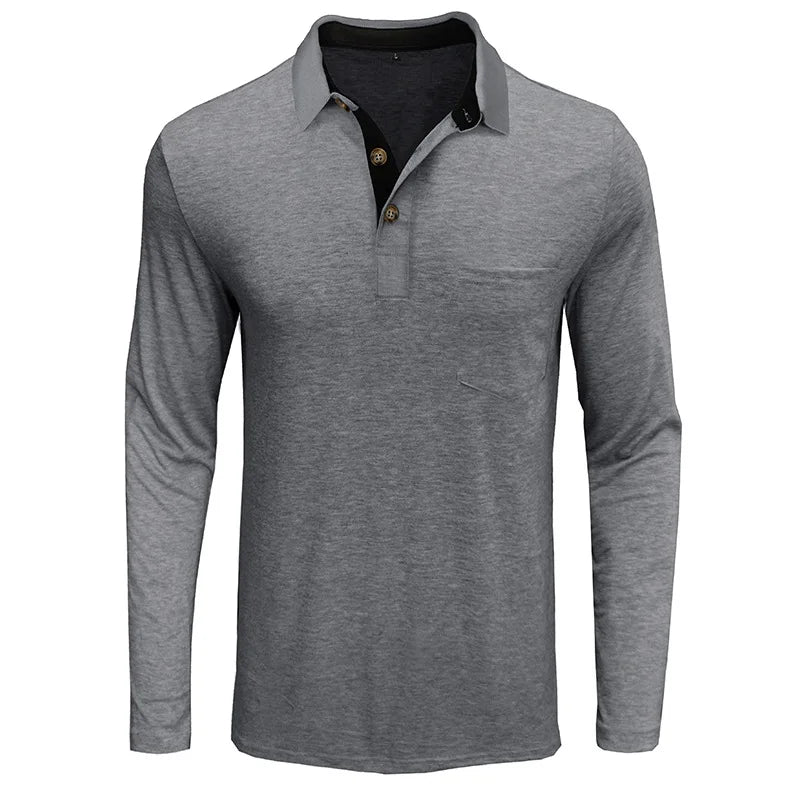 Kevin – Stylish Long Sleeve Polo Shirt - Image 2